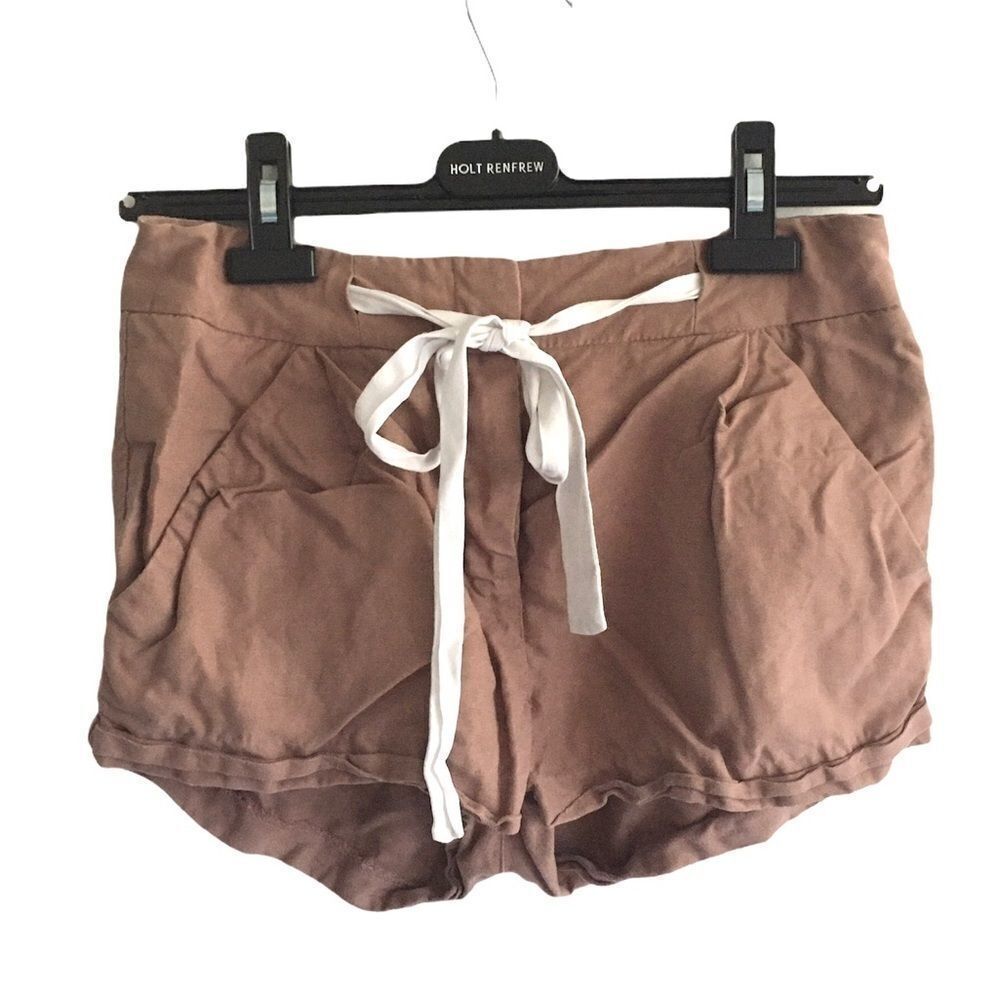 ARITZIA Wilfred Allegra Linen Tie Waist Shorts Terra Cotta 2